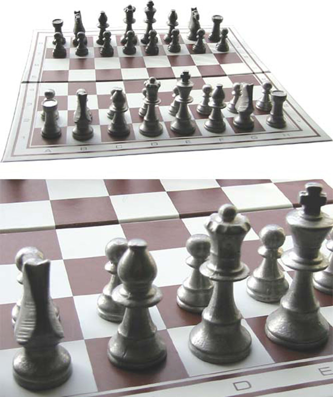 Faltbares Schachspiel mit Zinnfiguren