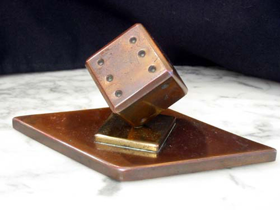 Art Deco Briefbeschwerer Würfel aus Kupfer