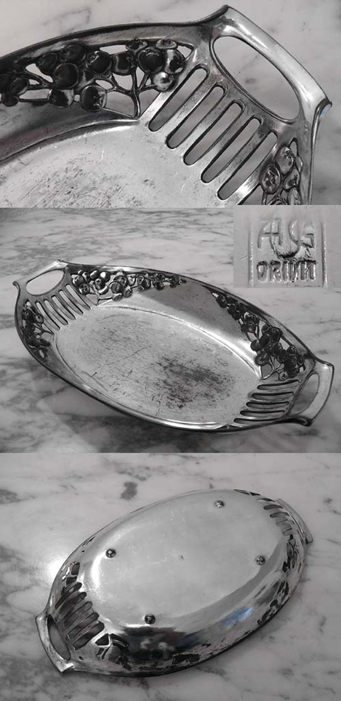 Jugendstil Schale von Orivit Kirschdekor