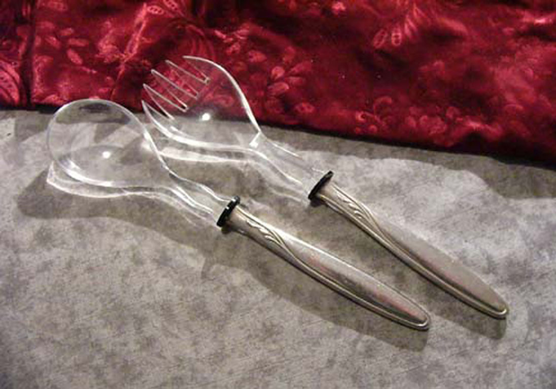 Salatbesteck mit Heftgriffen 90 versilbert 70er Jahre