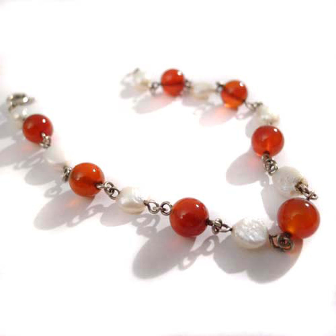 Armband 925 Silber Perlmutt und Bernstein