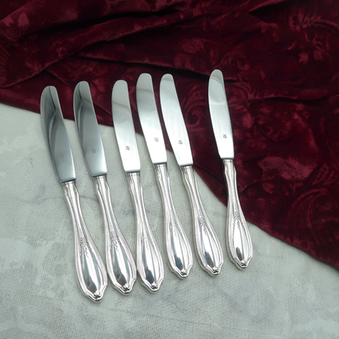 WMF Englische Rose 6 Obstmesser 17,9cm 90 versilbert