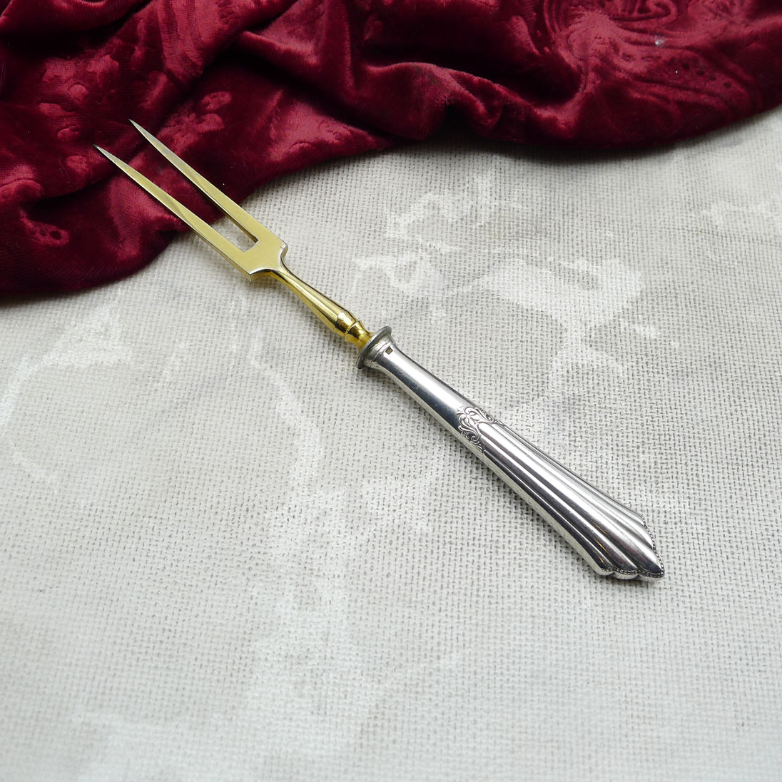 WMF 900 Fächer Fleischgabel mit Heftgriff versilbert