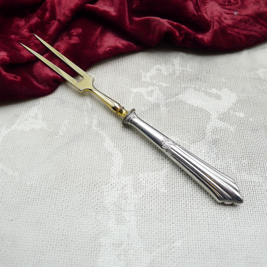 WMF 900 Fächer Fleischgabel mit Heftgriff versilbert