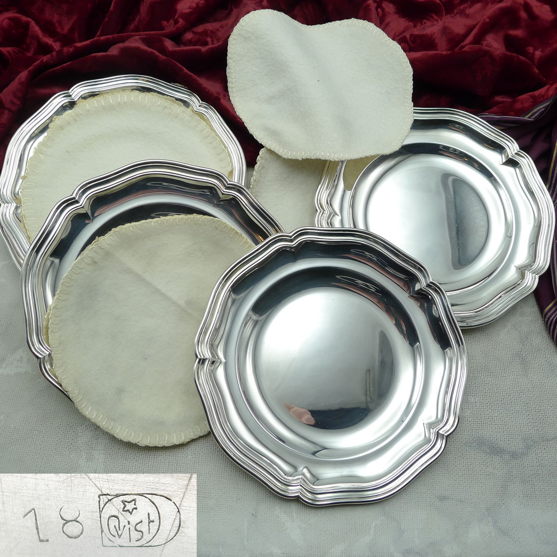 6 Chippendale Tellerchen von Quist 17,8cm versilbert