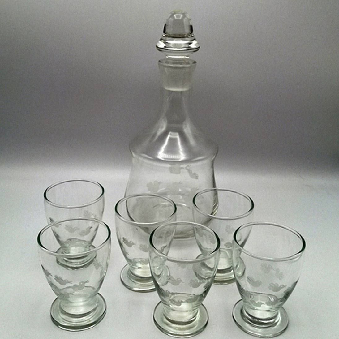 Kristall Karaffe mit 6 Gläsern