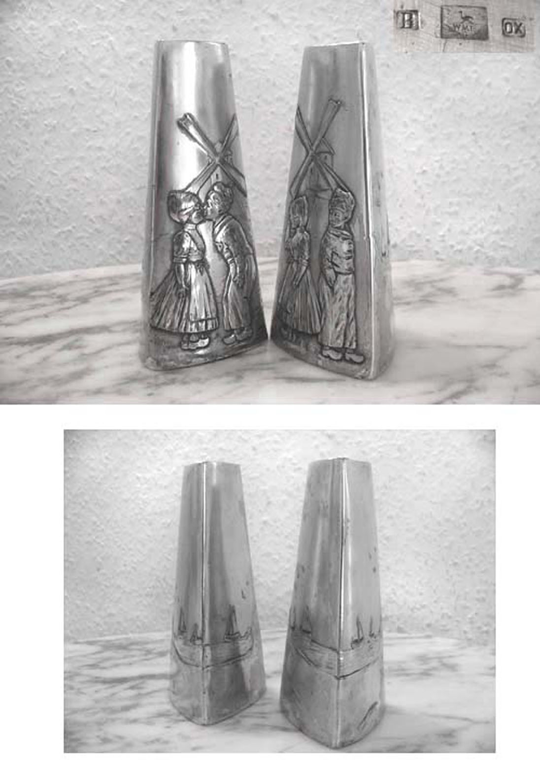 Paar WMF Jugendstil Vasen figürlich, versilbert