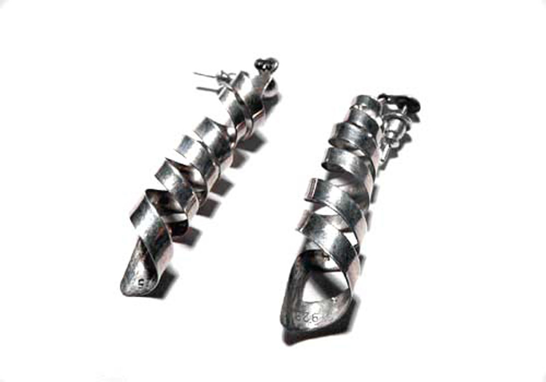 Ohrringe 925 Silber Spirale lang