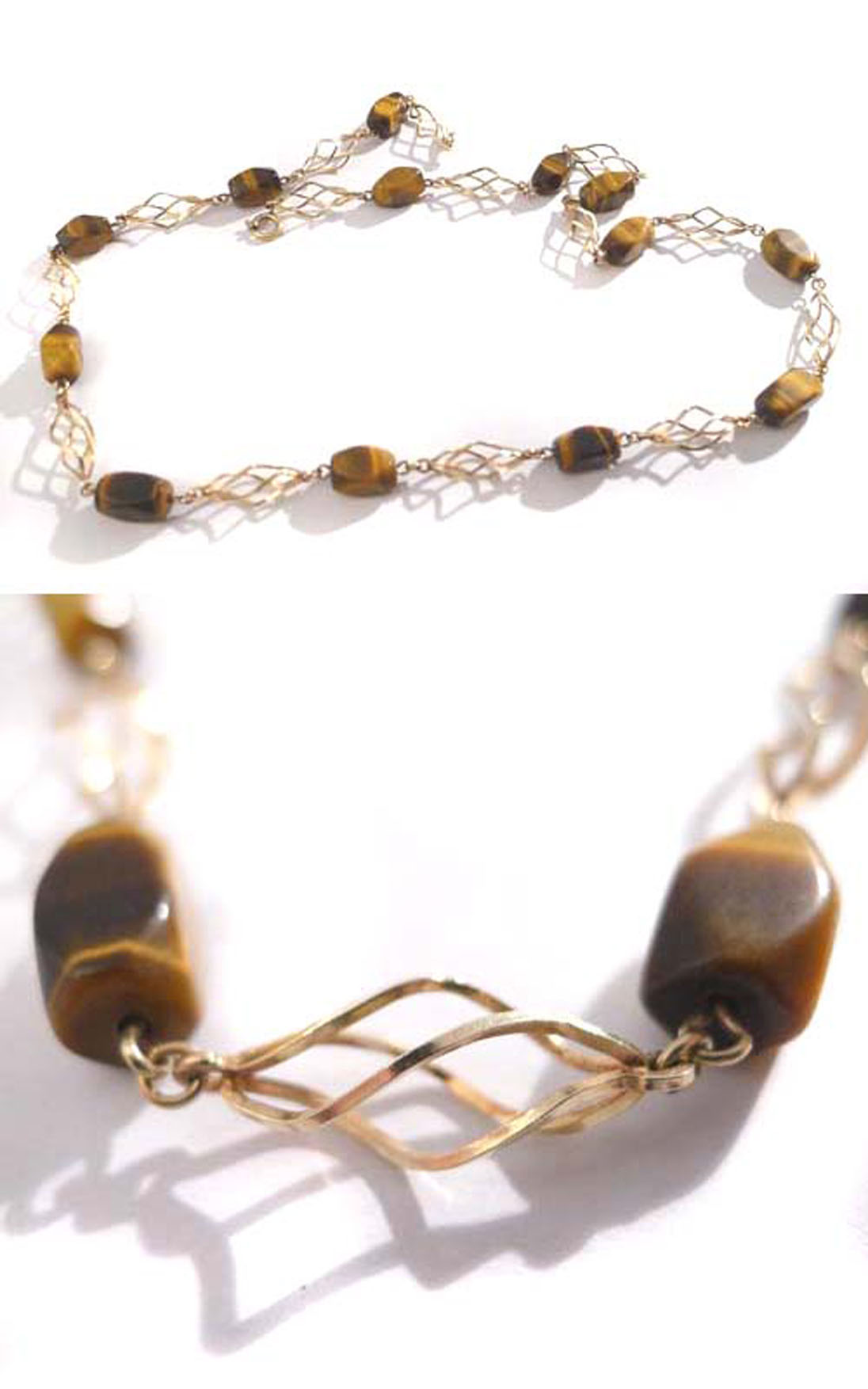 lange Kette mit Tigeraugen 333 Gold