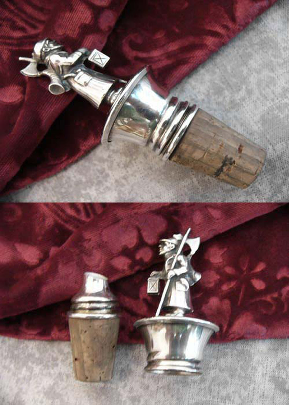 Figürlicher Flaschenkorken versilbert