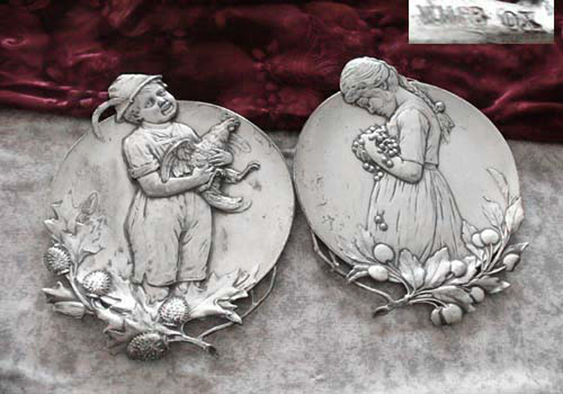 WMF Jugendstil Paar figürliche Schalen versilbert