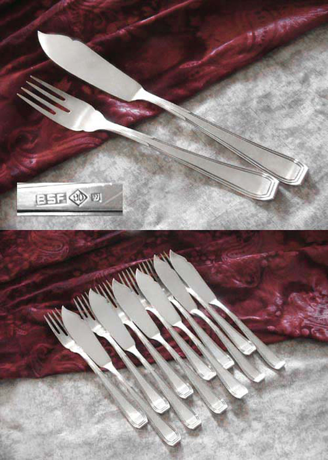 BSF Art Deco Fischbesteck 6 Personen 90 versilbert