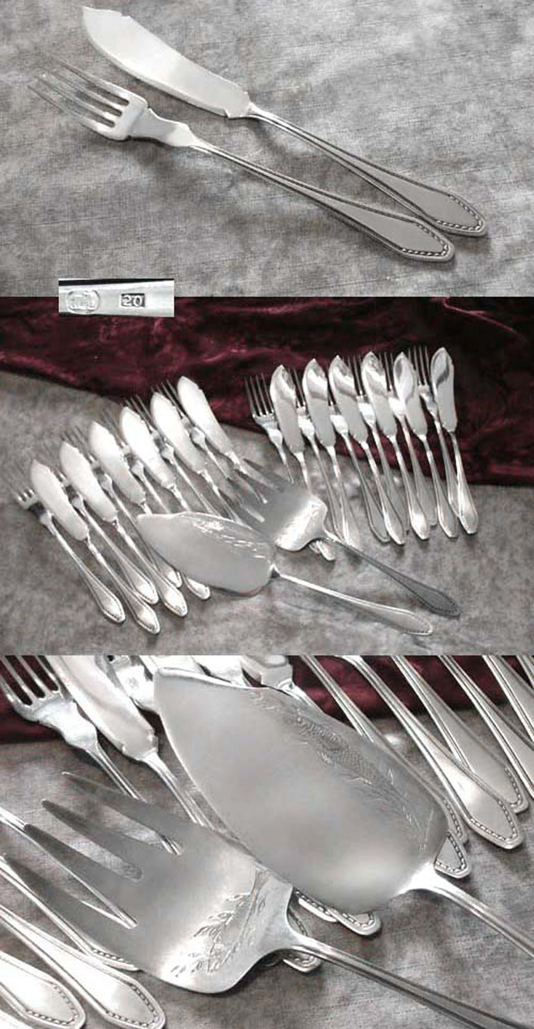spätes Jugendstil Fischbesteck 12 Personen 20 versilbert