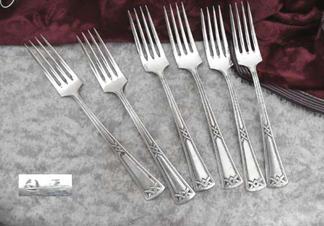 Erbe Ideal Jugendstil 6 Tafelgabeln 20 versilbert