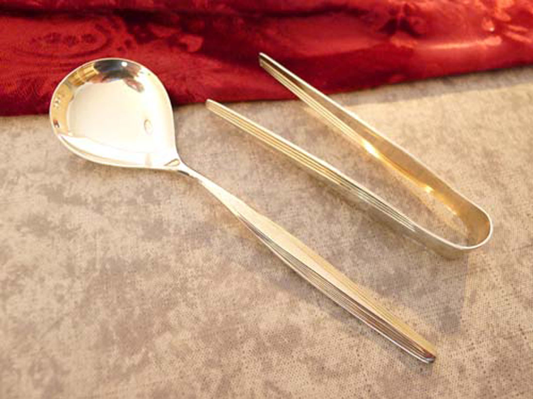 WMF Hannover Zuckerlöffel & Zuckerzange 90 versilbert