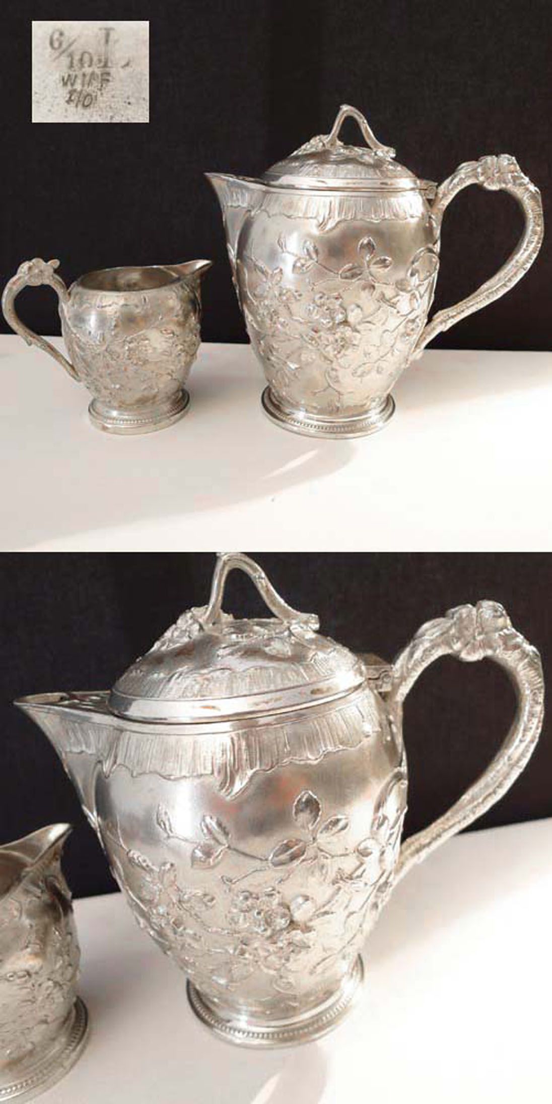 WMF Jugendstil Schokoladen & Sahne Kännchen versilbert