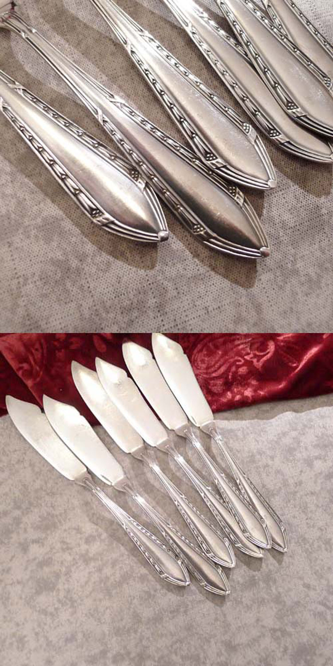 6 Jugendstil Fischmesser Ähren 90 versilbert