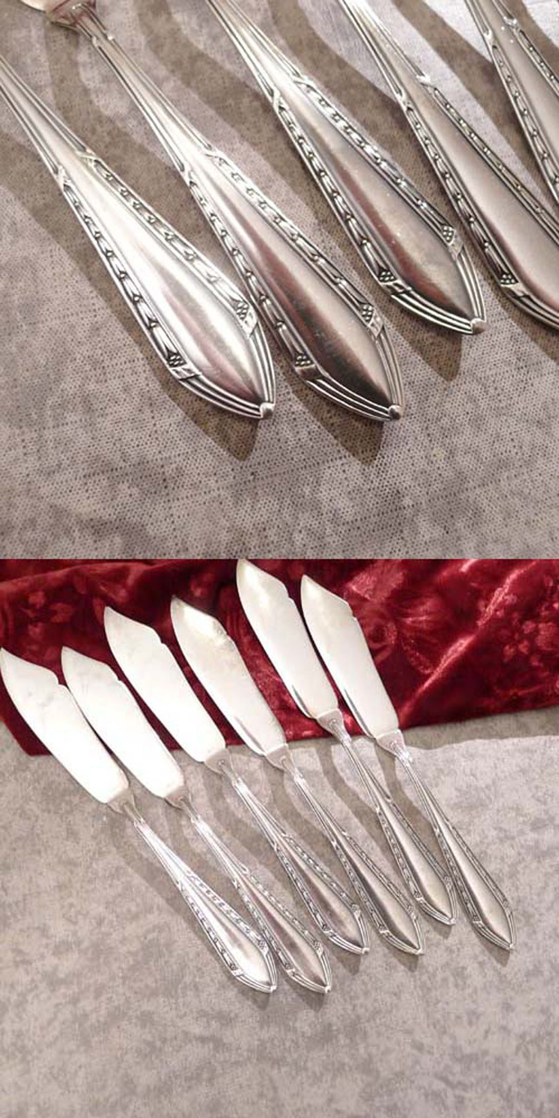 6 Jugendstil Fischmesser Ähren 90 versilbert