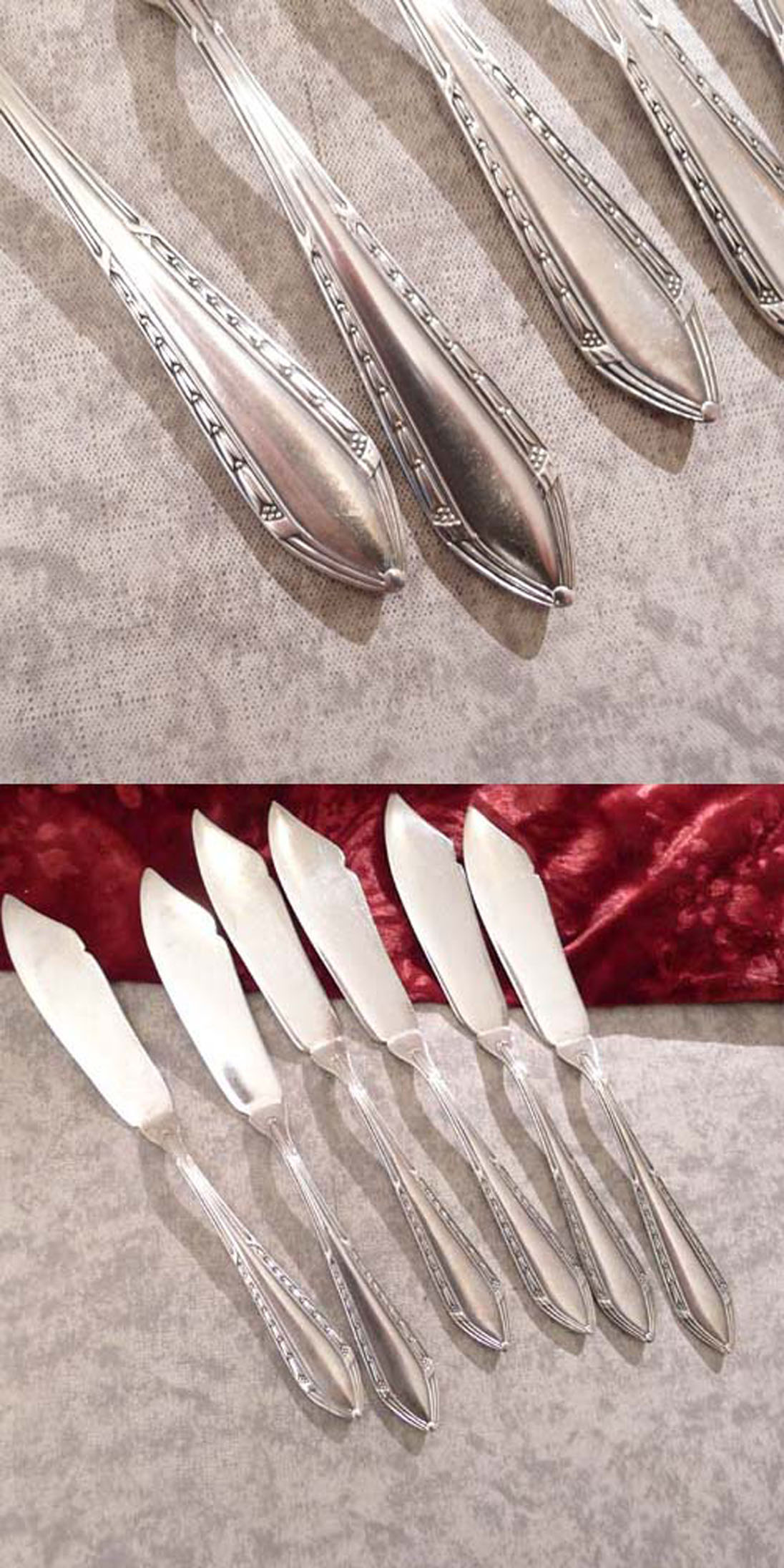 6 Jugendstil Fischmesser Ähren 90 versilbert