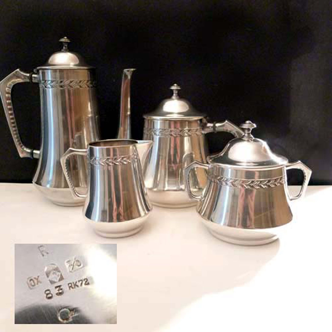 WMF Jugendstil Tee- und Kaffeeservice versilbert