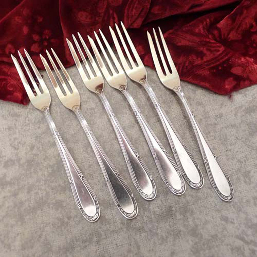 WMF 200 Kreuzband 6 Obstgabeln 14,9cm versilbert