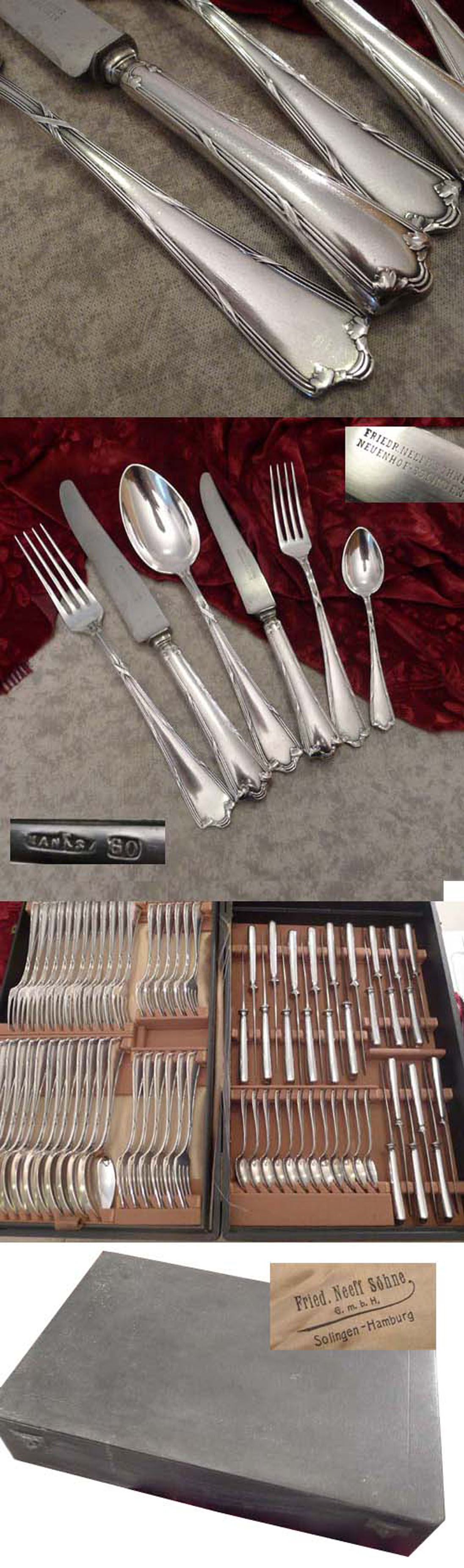 Jugendstil Besteck 12 Personen Tafel & Dessert Hansa 60 versilbe