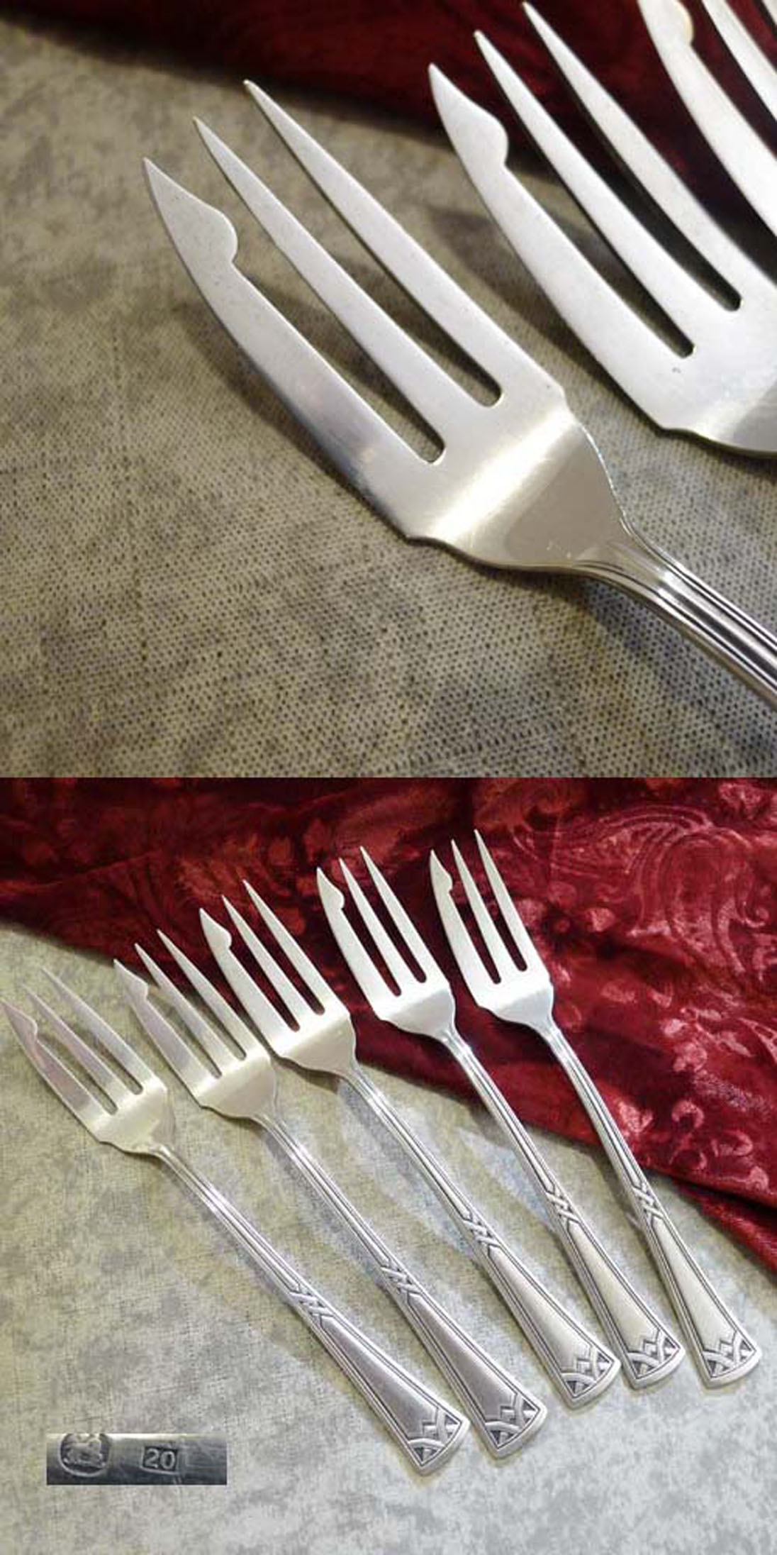 Erbe Ideal Jugendstil 5 Fischessgabeln - Seltenes Sammlerstück