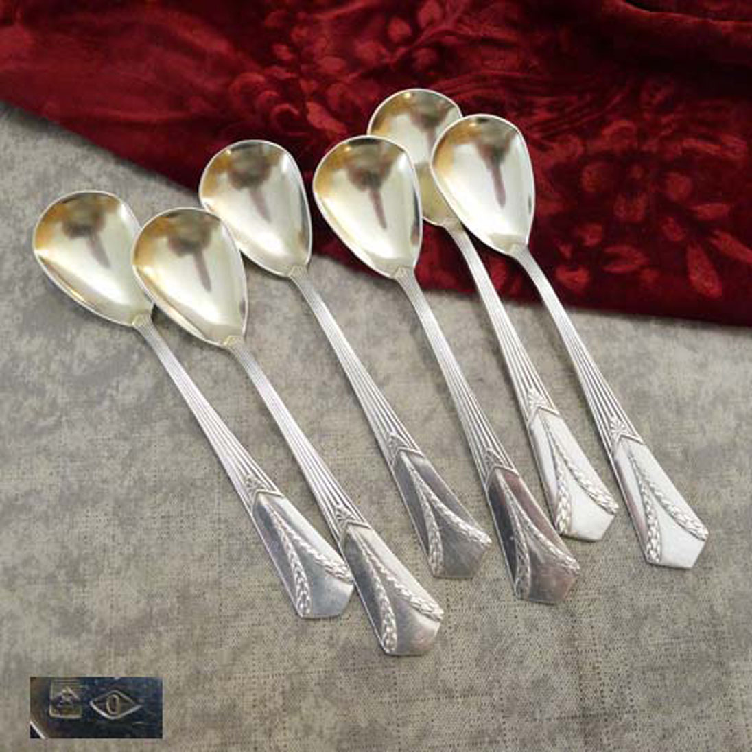 WMF 26 Empire 6 Eislöffel 12,9cm versilbert