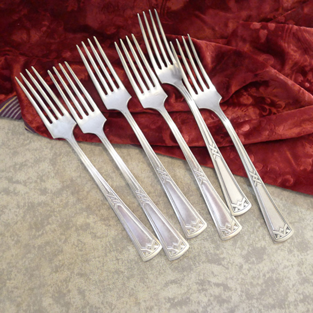 Erbe Ideal Jugendstil 6 Tafelgabeln 20 versilbert