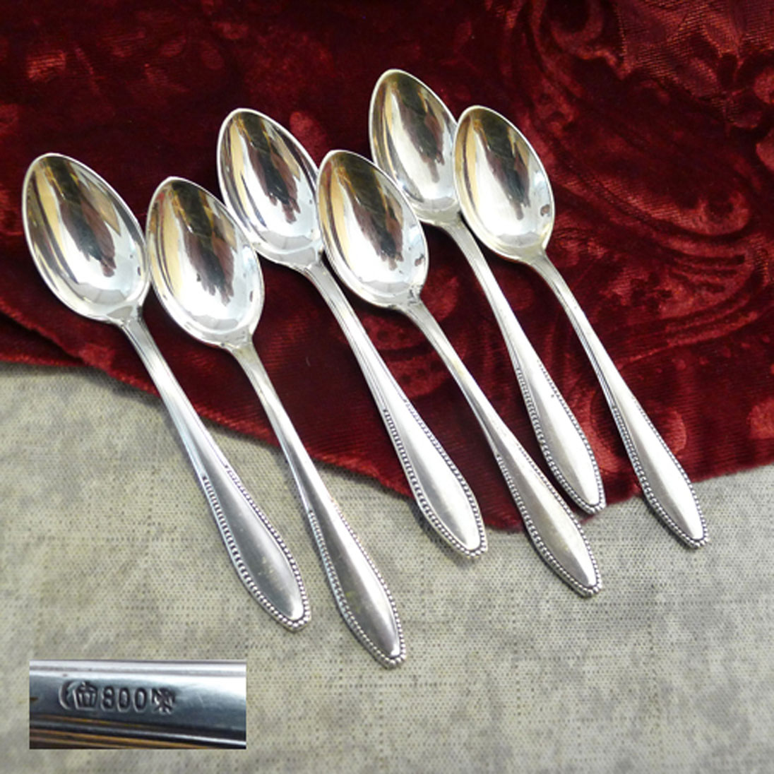 Bruckmann 520 Perl 6 Mokkalöffel 9,4cm 800 Silber