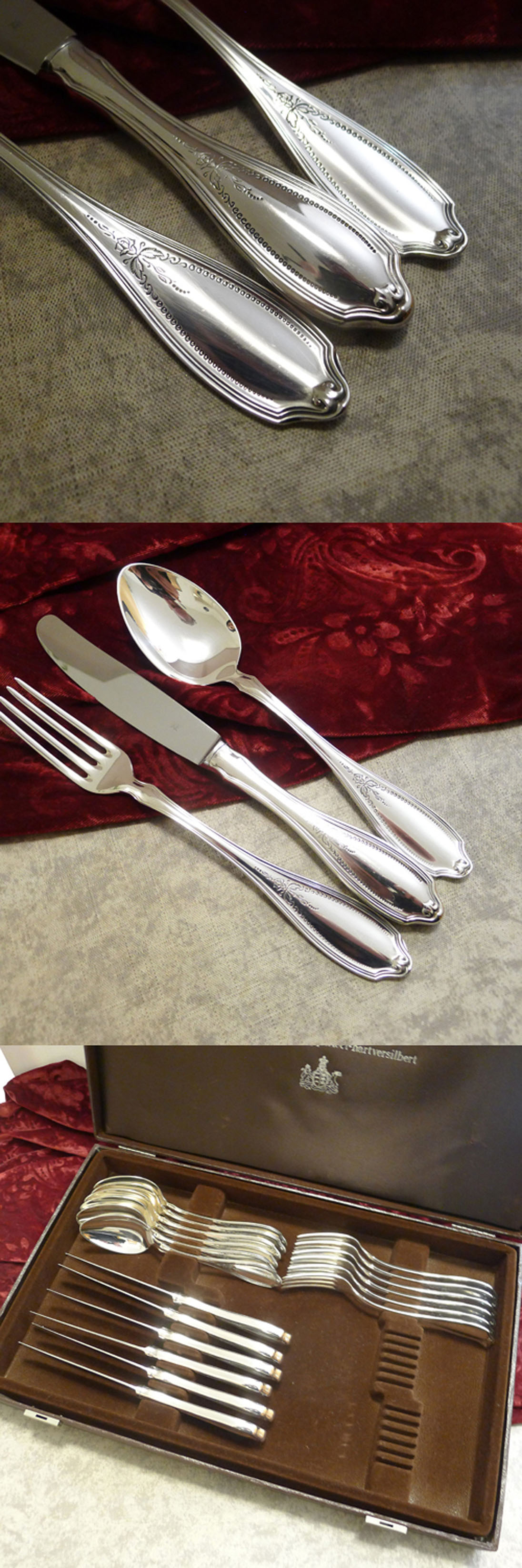 WMF Englische Rose Tafelbesteck 6 Personen 90 versilbert