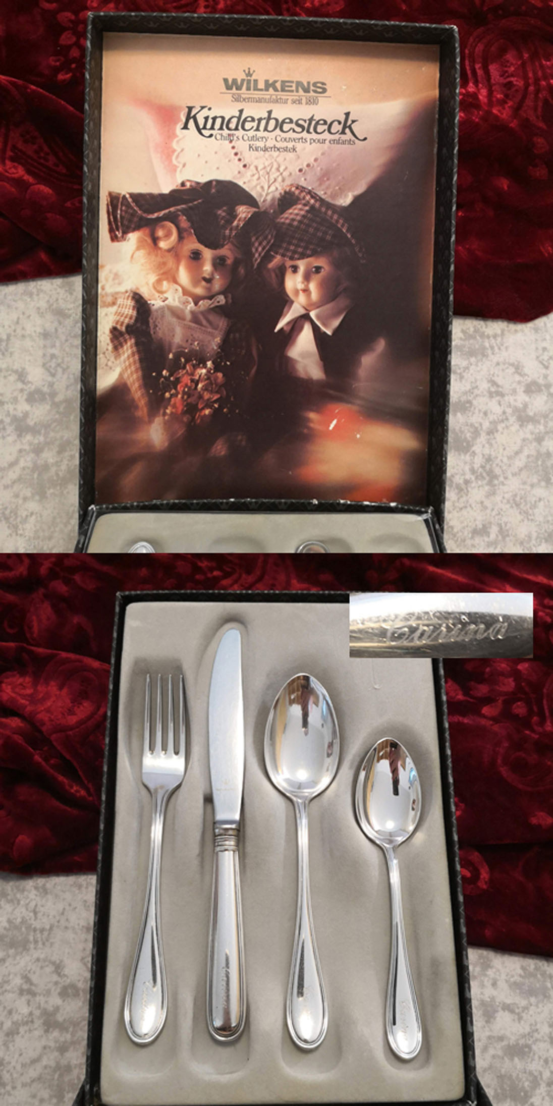 Wilkens Kinderbesteck mit Gravur "Carina" 90 versilbert