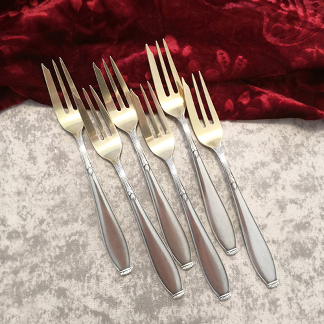 WMF 1400 Lilie 6 Kuchengabeln 90 versilbert