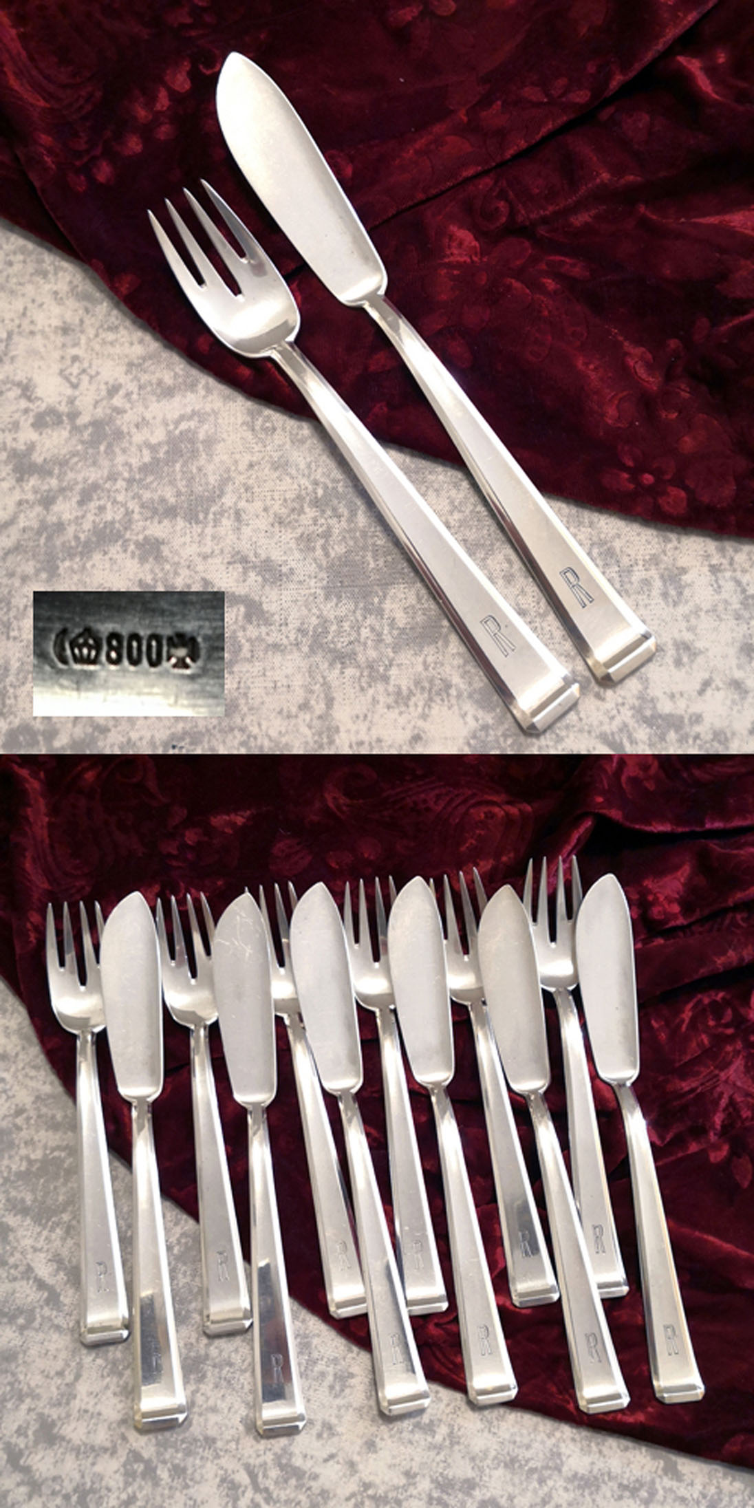 Bruckmann 655 Jubiläum Fischbesteck 6 Personen 800 Silber