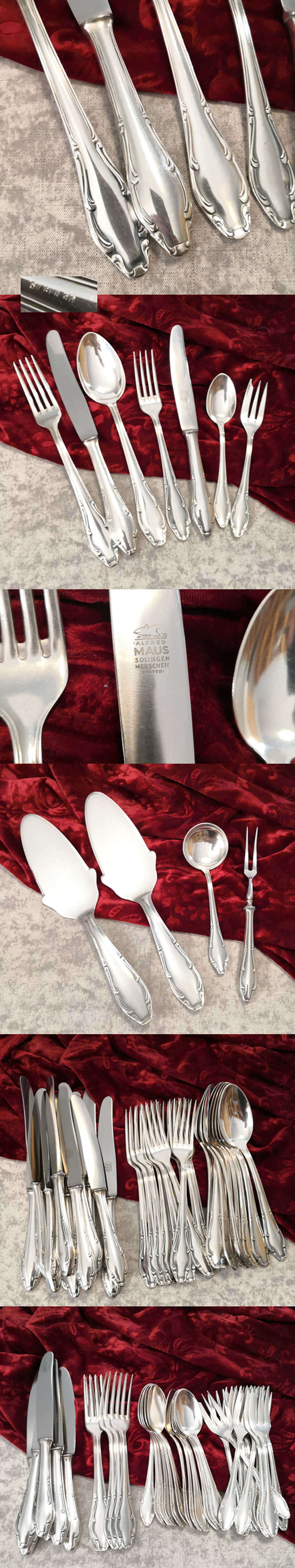 Barockes Besteck 12 Personen Mozart Stil Tafel & Dessert 90 vers