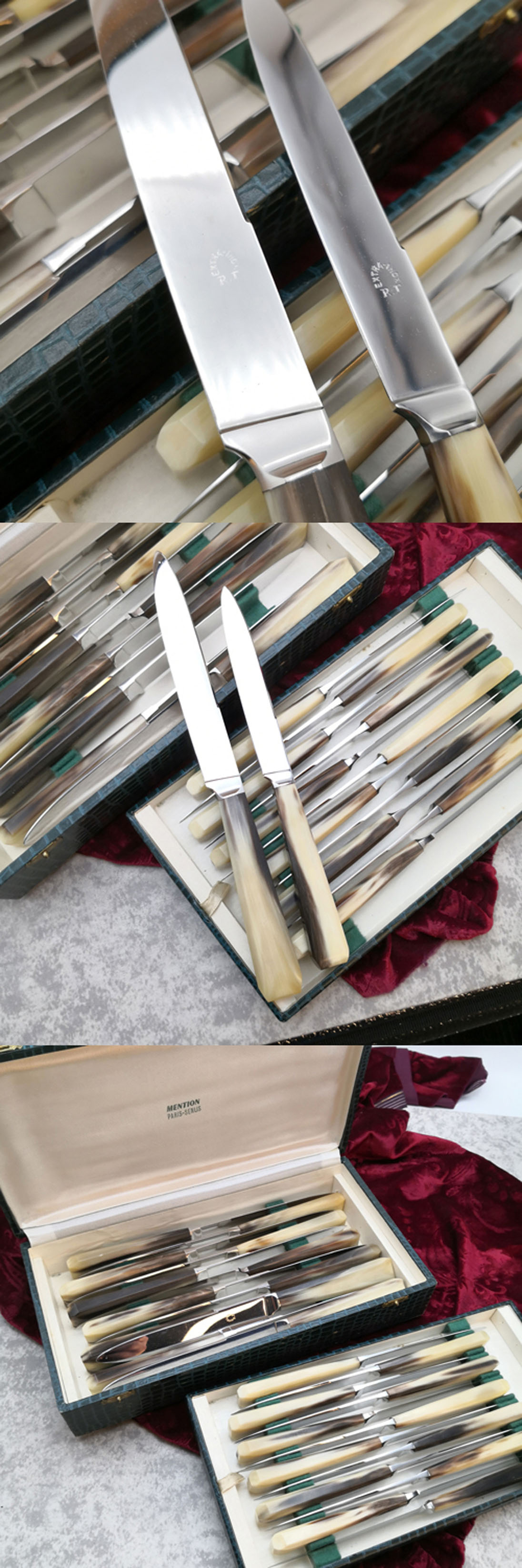 2 x 12 Messer Frankreich Tafel & Dessert in Box