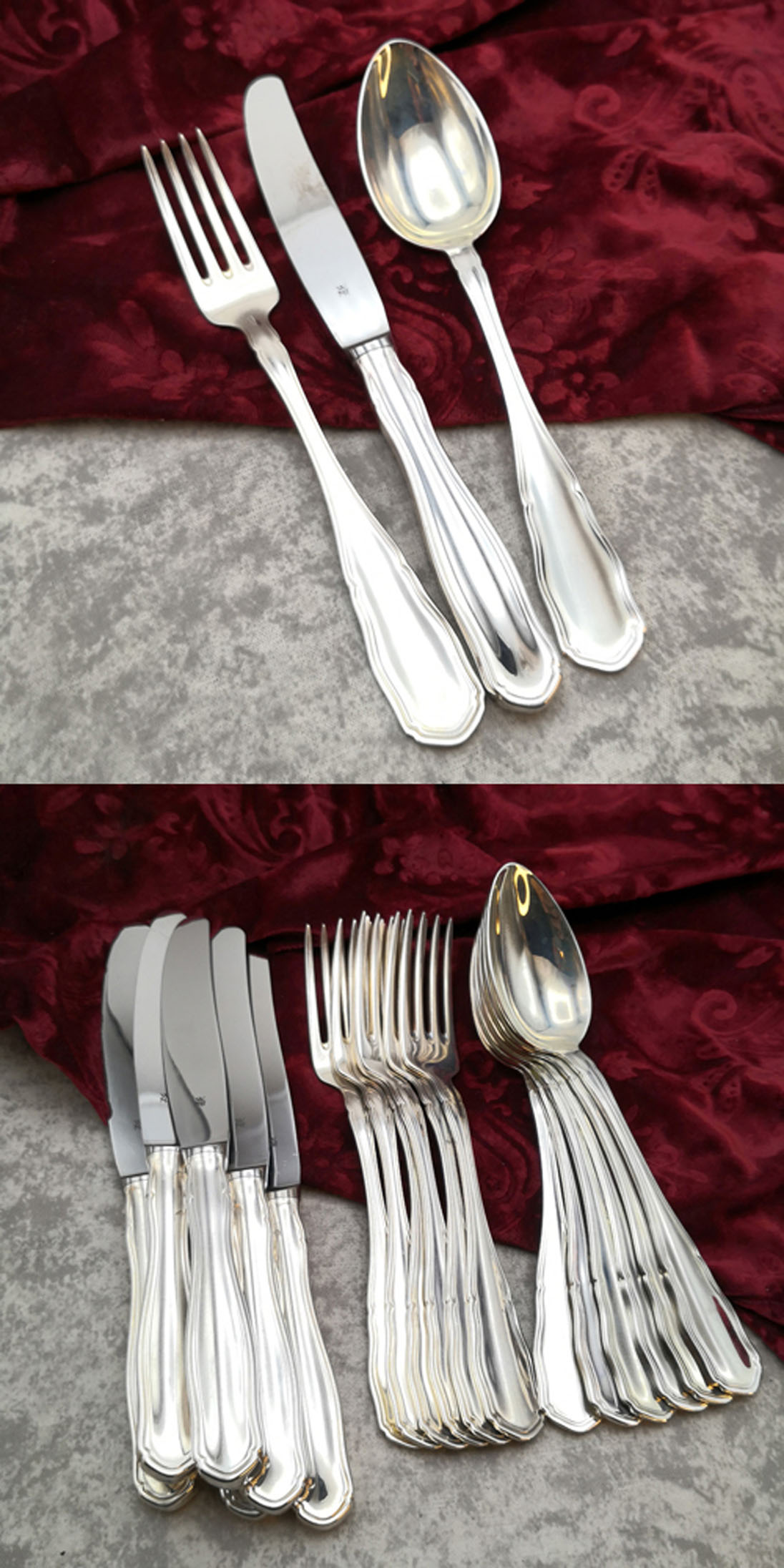 WMF sächs. Hofmuster Tafelbesteck 6 Personen 90 versilbert