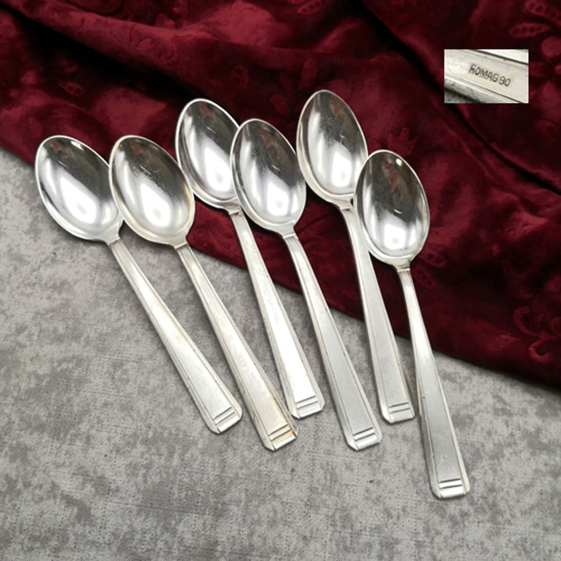 6 Kaffeelöffel Homag 90 Art Deco versilbert