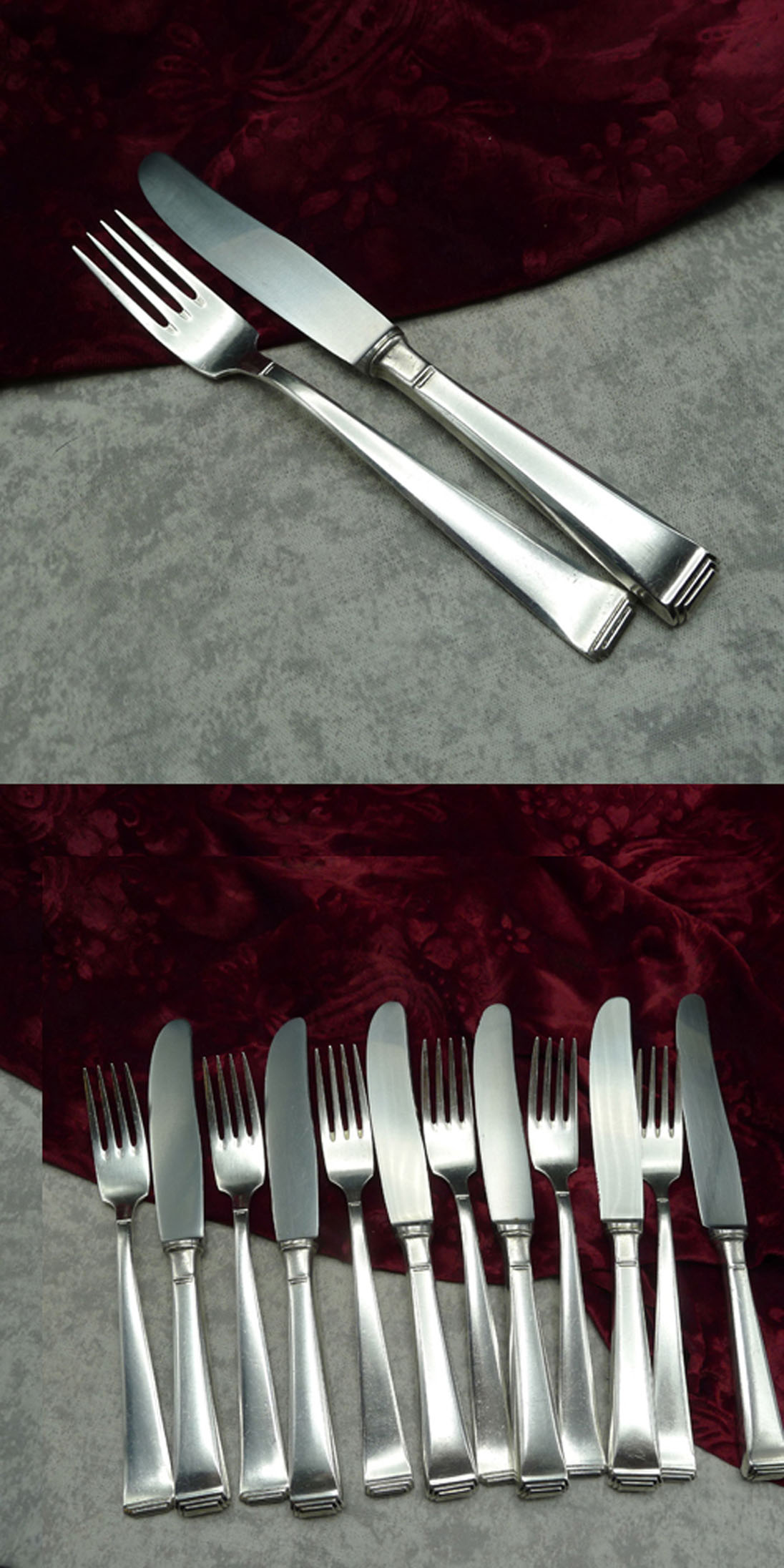OKA 131 Art Deco Dessertbesteck 6 Personen 90 versilbert