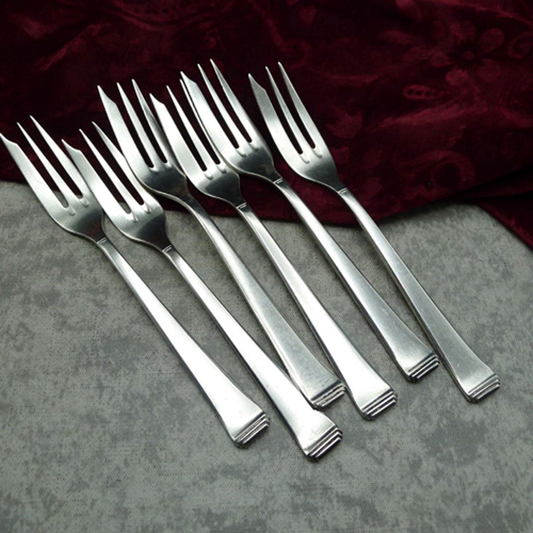 OKA 131 Art Deco 6 Kuchengabeln groß 90 versilbert