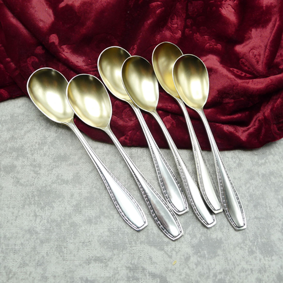 Wellner 284 6 Eislöffel 14cm 90 versilbert