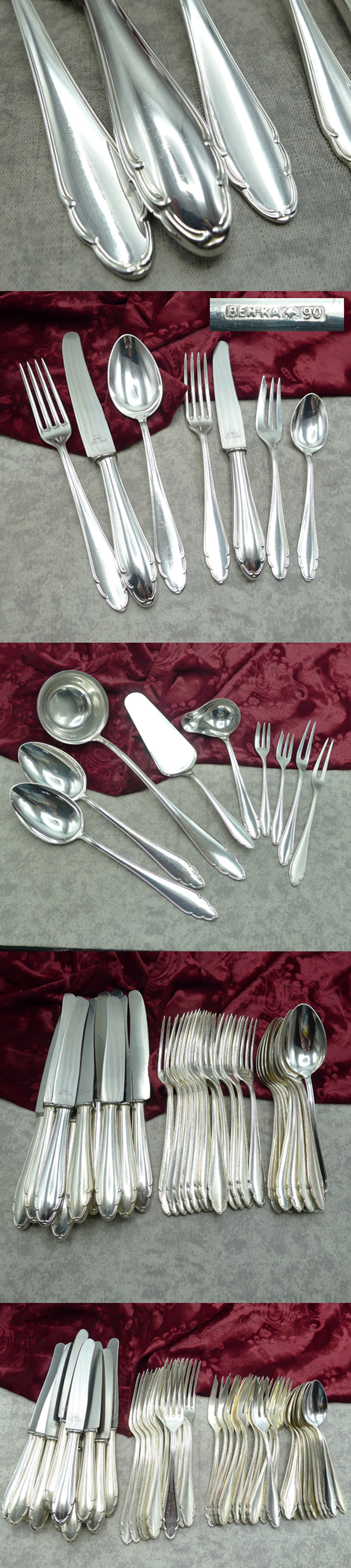 BENKA Besteck Chippendale 12 Personen Tafel & Dessert 90 versilbert