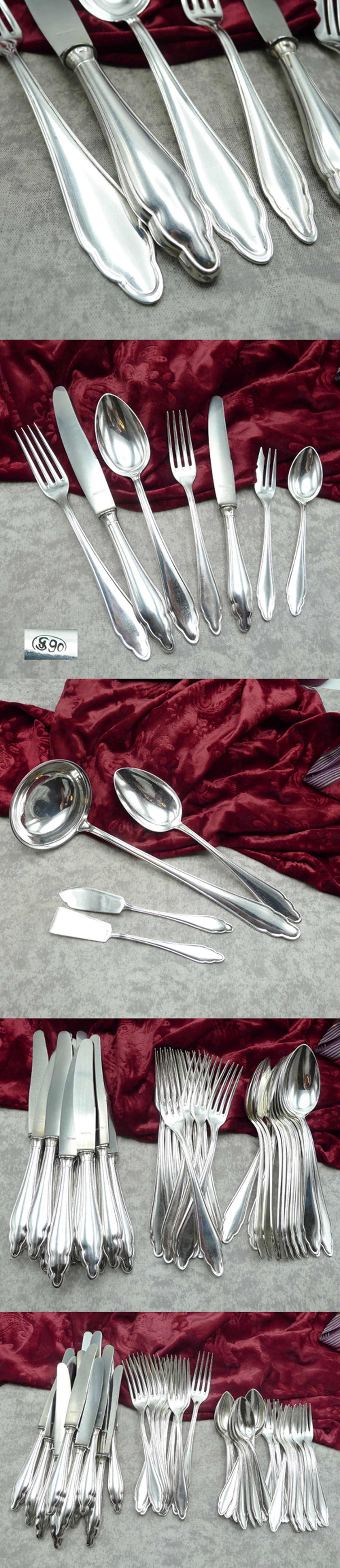 antikes Chippendale Besteck 12 Personen Tafel & Dessert 90 versi