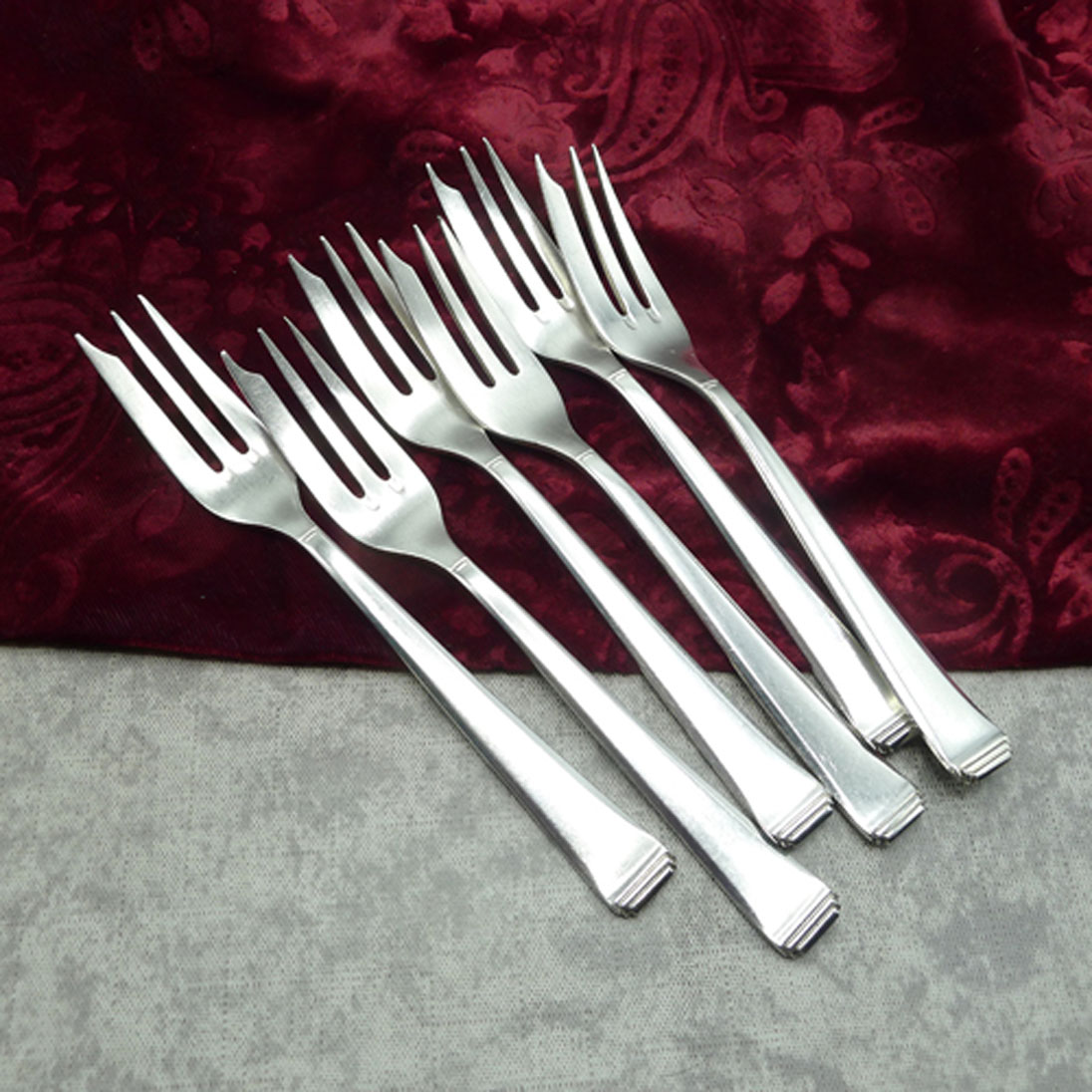 OKA 131 / Bader Art Deco 6 Kuchengabeln groß 90 versilbert