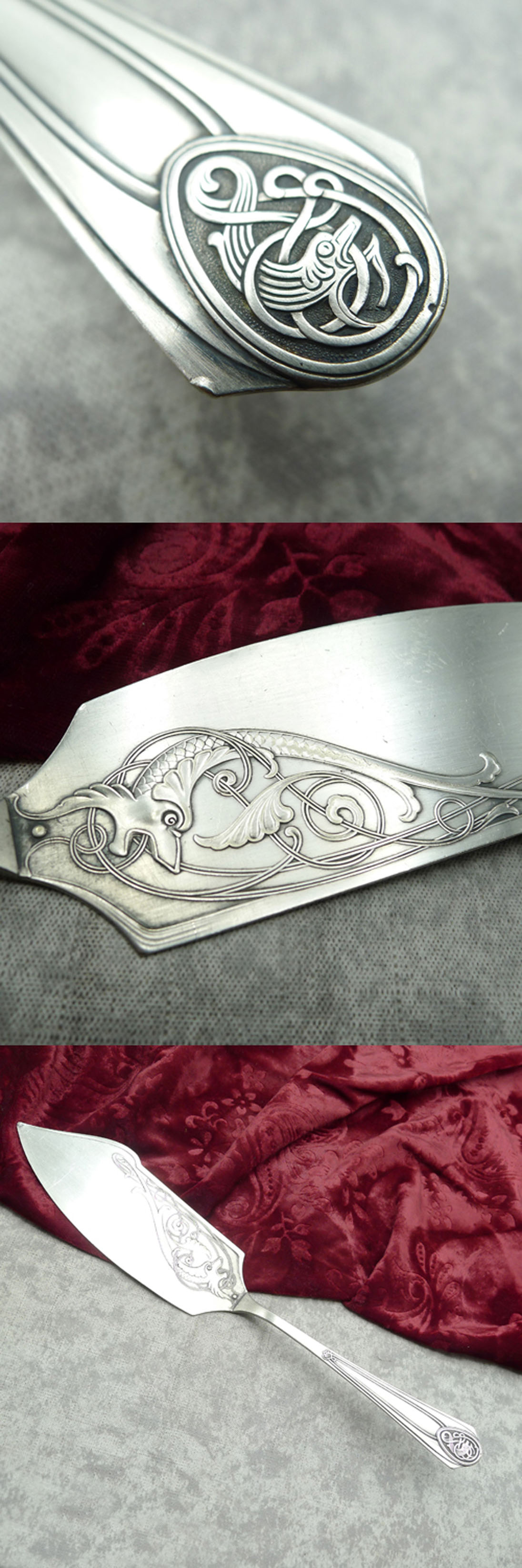 WMF 43 Fabelechse Jugendstil Fischvorleger versilbert