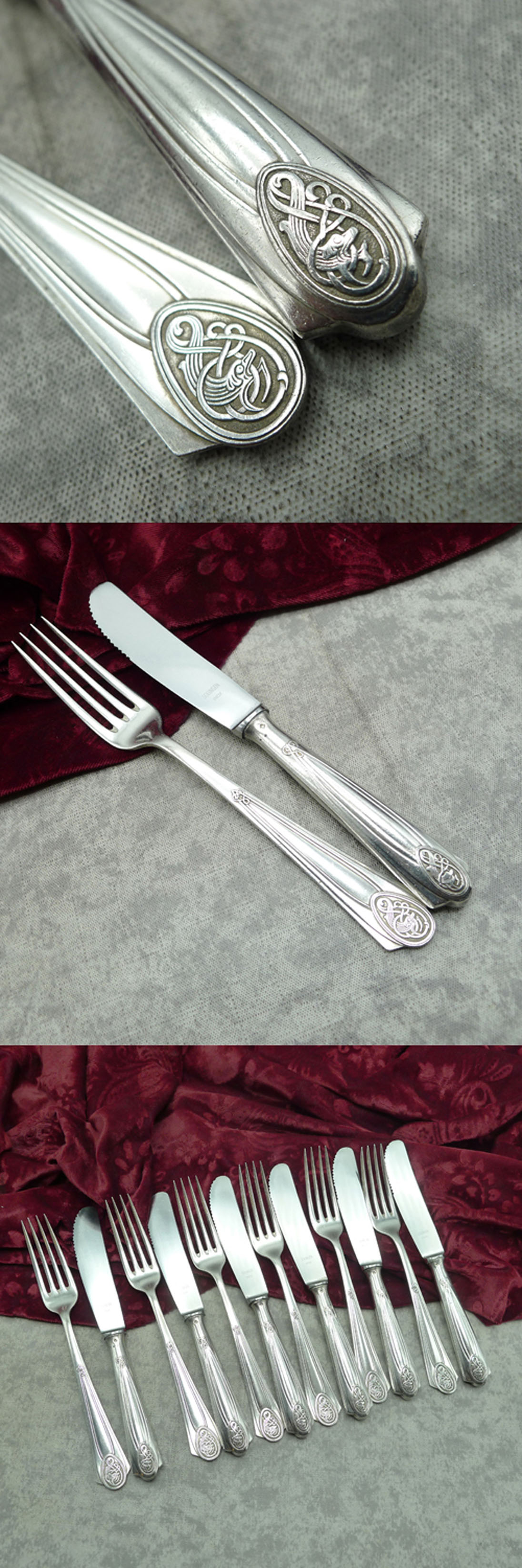 WMF 43 Fabelechse Dessertbesteck 6 Personen versilbert