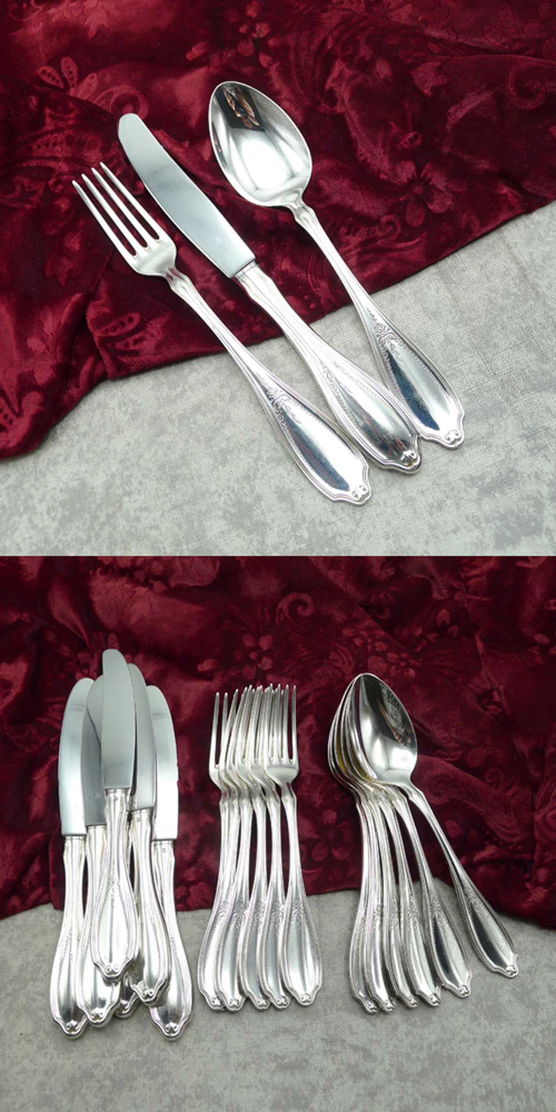 WMF Englische Rose Tafelbesteck 6 Personen 90 versilbert