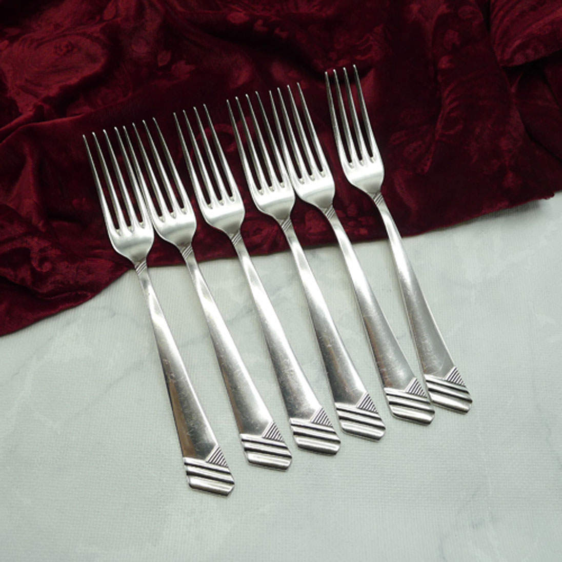 OKA 129 Art Deco 6 Dessertgabeln 90 versilbert