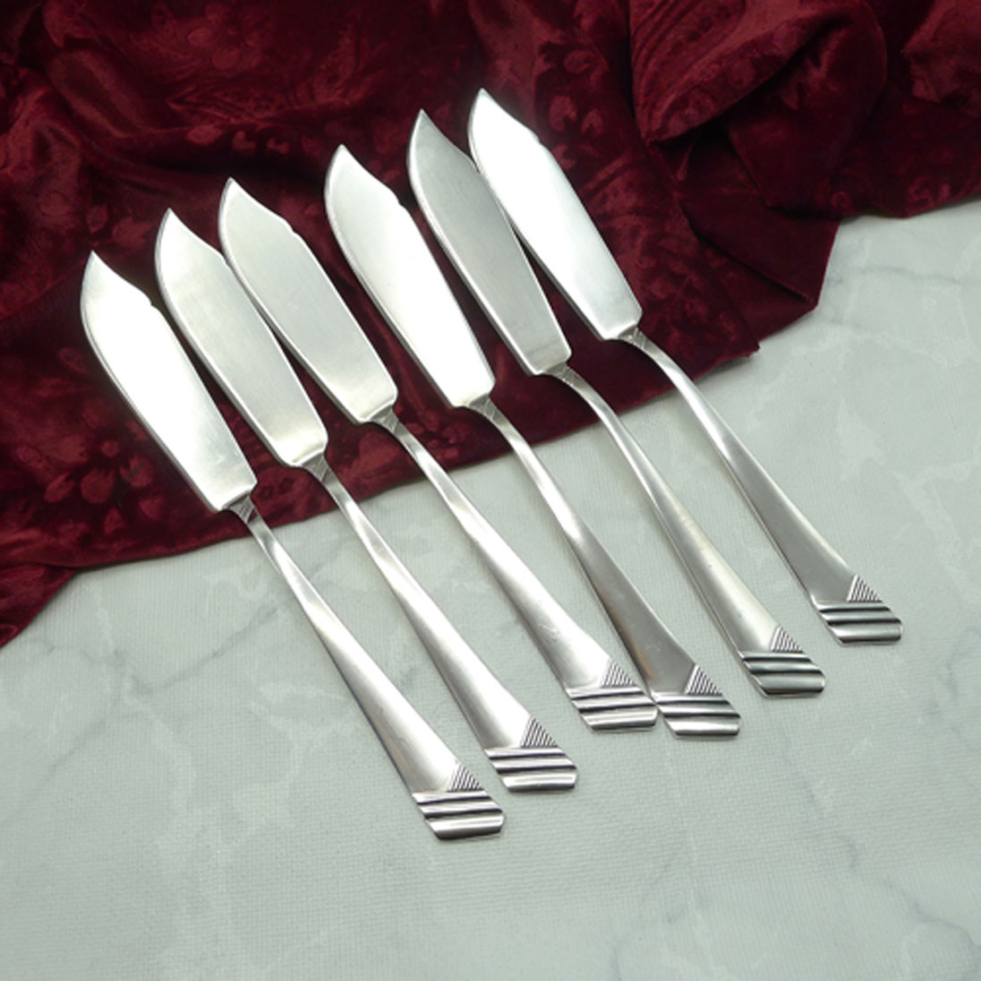 OKA 129 Art Deco 6 Fischmesser 90 versilbert