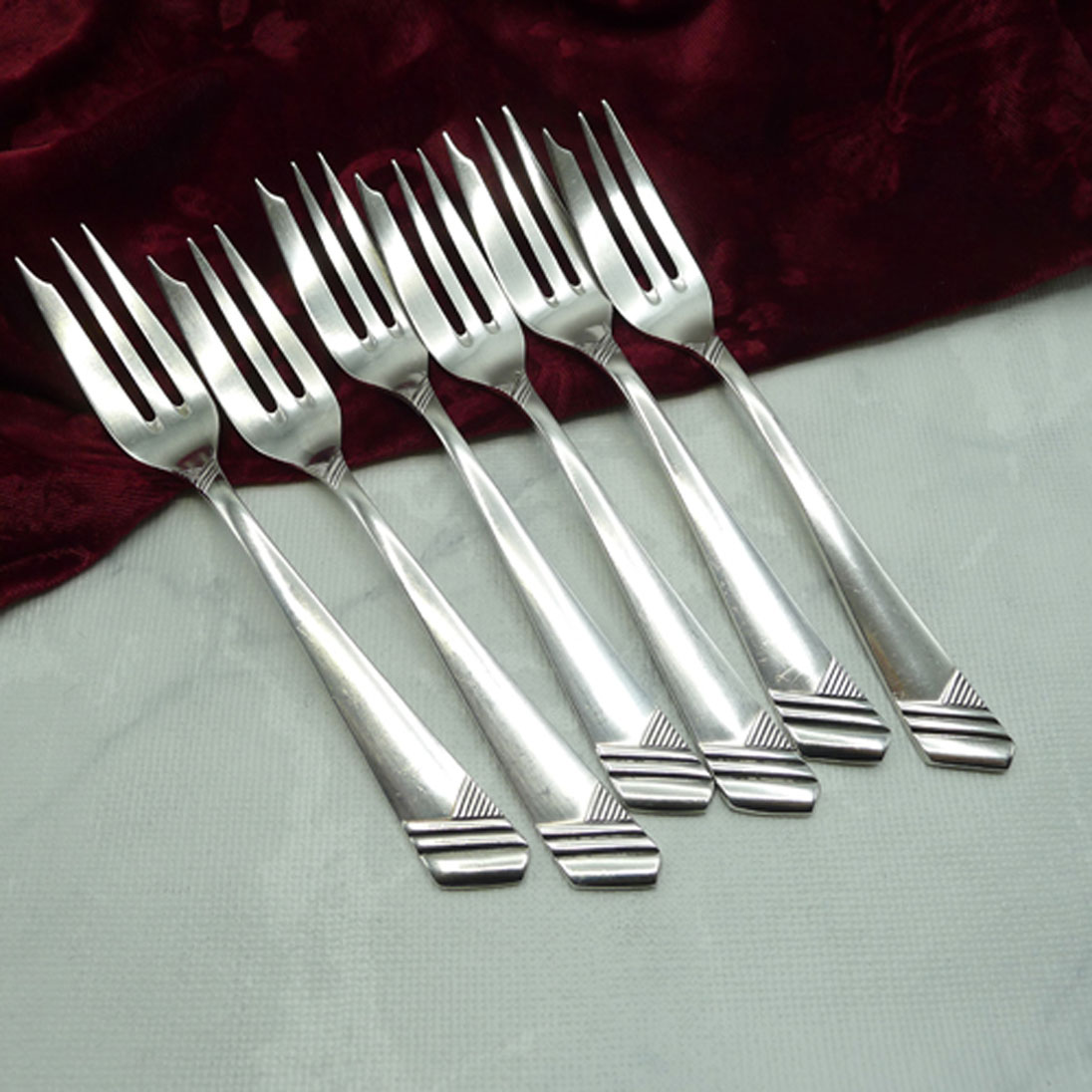 OKA 129 Art Deco 6 Kuchengabeln 90 versilbert